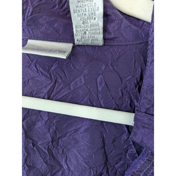 Chico's Size 3 Purple Crinkle Peplum Shirt Jacket Artsy Wimsygoth Crop Womens XL - Picture 5 of 7